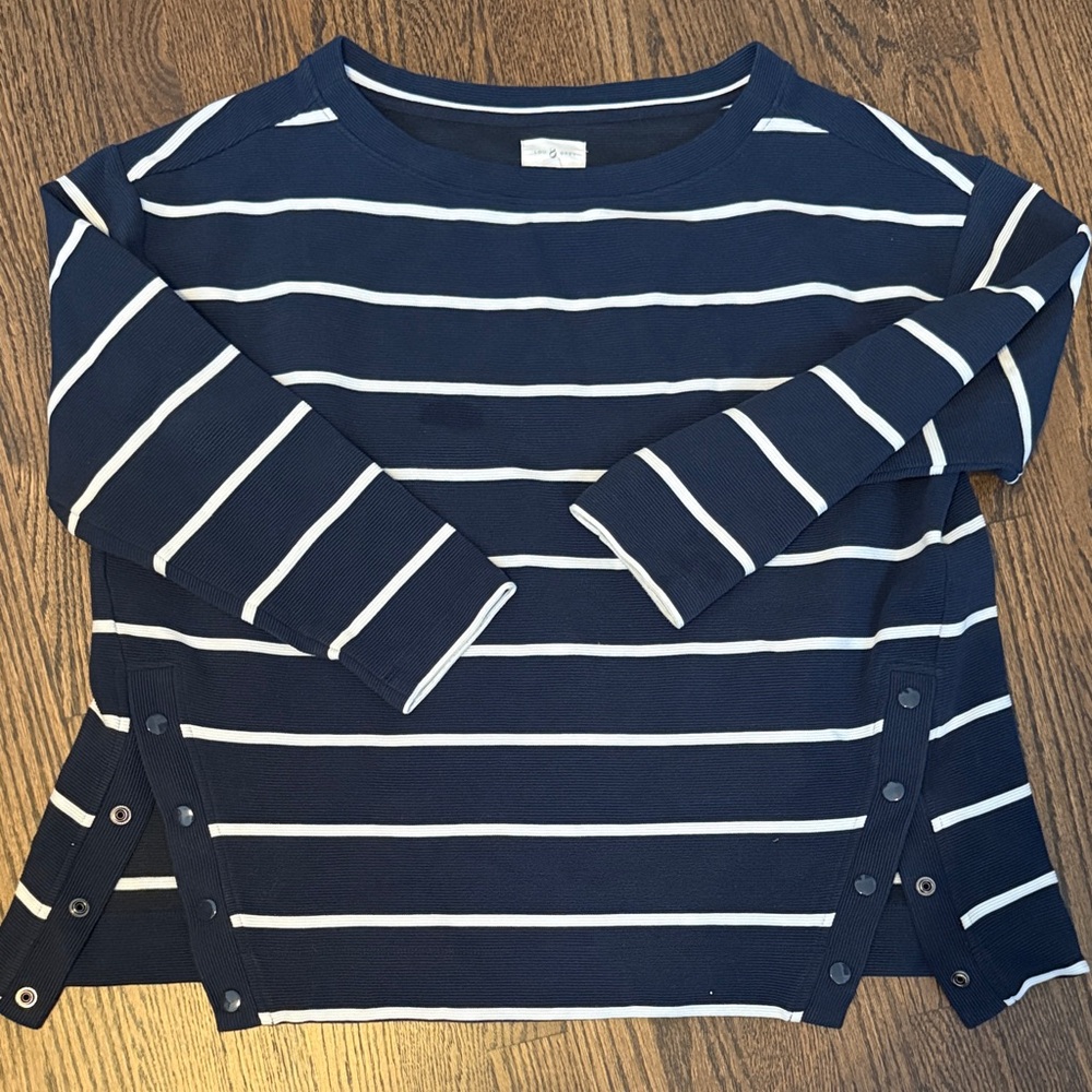 Navy and White Striped Long Sleeve sweater